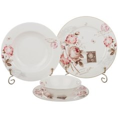 Столовый сервиз Lefard Мэрибель 87-091, 6 персон, 24 предм., белый/коричневый/розовый