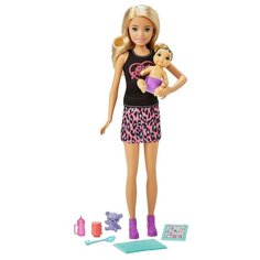 Кукла Barbie Няня с малышом и аксессуарами, GRP13