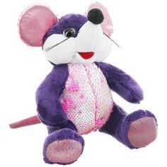 Мягкая игрушка ABtoys Мышка с пайетками фиолетовая 20 см