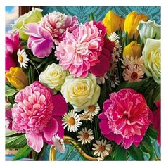 Рыжий кот Картина по номерам "Свежие цветы" 20х20 см (ХК-3656)