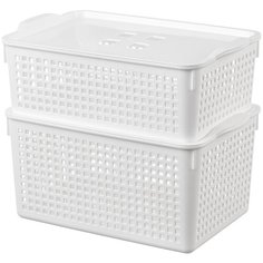 Набор 2-х корзинок с крышками 3,8 л, 5,3 л Violet Лофт белый