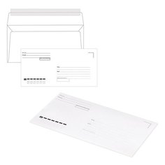 Конверты Е65 (110х220 мм), отрывная лента, "Куда-Кому", 80 г/м2, КОМПЛЕКТ 1000 шт. Ряжская печатная фабрика