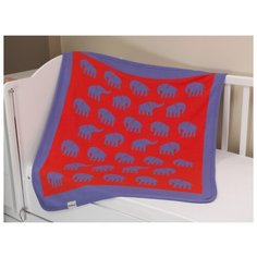 Плед-покрывало Sansli "Слоны" вязаный, 90*100 см (красный)