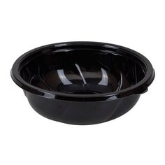 Одноразовые контейнеры круглые, 1000 мл, КОМПЛЕКТ 75 шт., БЕЗ КРЫШЕК, ПЭТ, черные, крышки 605111 Стиролпласт