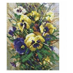 Алмазная мозаика на подрамнике 20*25 см Белоснежка 557-ST-S Букет с анютками