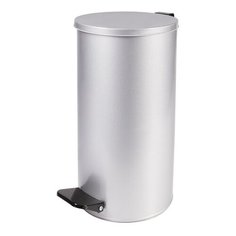 Ведро-контейнер для мусора с педалью УСИЛЕННОЕ, 40 л, кольцо под мешок, серое, оцинкованная сталь ТИТАН
