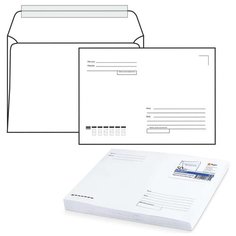 Конверты С4 (229х324 мм), отрывная лента, "Куда-Кому", 100 г/м2, КОМПЛЕКТ 50 шт., внутренняя запечатка, 1658.50 Курт