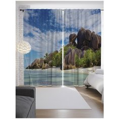 Портьеры JoyArty Остров Ла-Диг на Сейшелах на ленте 265 см (p-12489)