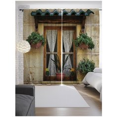 Портьеры JoyArty Окна с вазонами на ленте 265 см (p-16676)