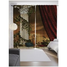 Портьеры JoyArty Цветы у колонны на ленте 265 см (p-19159)