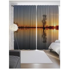 Портьеры JoyArty Озерный пейзаж на ленте 265 см (p-18440)