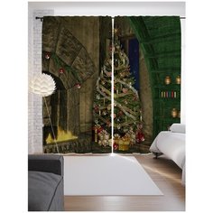 Портьеры JoyArty Елка у камина на ленте 265 см (p-1749)