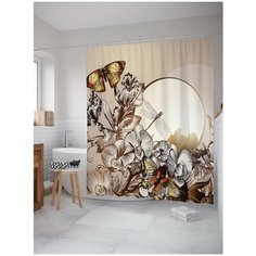 Штора для ванной JoyArty Цветочное развлечение 180х200 (sc-2867)