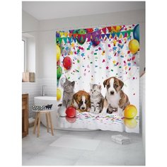 Штора для ванной JoyArty Праздник питомцев 180х200 (sc-7495)
