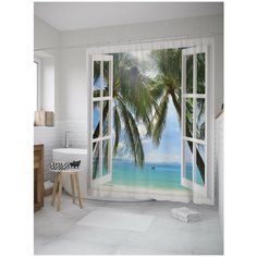 Штора для ванной JoyArty Пальмовое окно 180х200 (sc-8105)