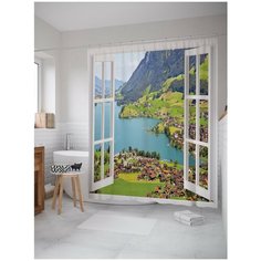 Штора для ванной JoyArty Холмовое окно 180х200 (sc-7785)