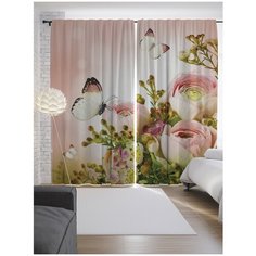 Портьеры JoyArty Бутоны цветов на ленте 265 см (p-8090)