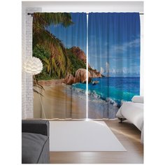 Портьеры JoyArty Волнительный пляж на ленте 265 см (p-8186)