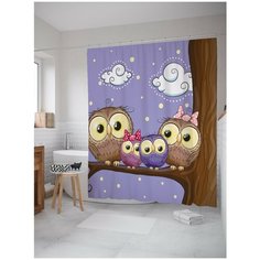 Штора для ванной JoyArty Семья сов на дереве 180х200 (sc-29455)