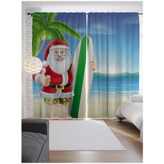 Портьеры JoyArty Дед Мороз на море на ленте 265 см (p-78637)