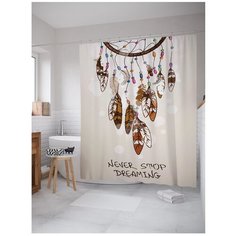Штора для ванной JoyArty Перья ловца снов 180x200 (sc-7353) бежевый