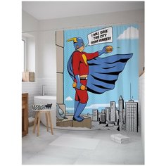 Штора для ванной JoyArty Супергерой в городе 180х200 (sc-31413)