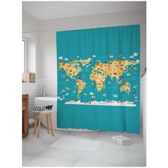 Штора для ванной JoyArty Карта зверей мира 180х200 (sc-71669838)
