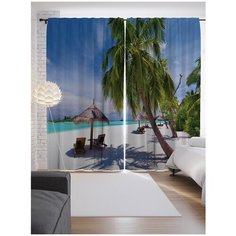 Портьеры JoyArty Пальмовые тени на ленте 265 см (p-9370)