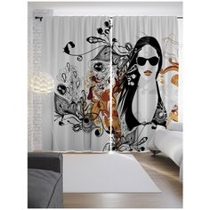 Портьеры JoyArty Цветочная красотка на ленте 265 см (p-17536)