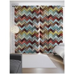 Портьеры JoyArty Разноцветные зигзаги на ленте 265 см (p-17176)