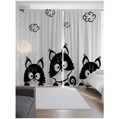 Портьеры JoyArty Приветливые коты на ленте 265 см (p-18089)