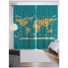 Портьеры JoyArty Карта зверей мира на ленте 265 см (p-71669838)