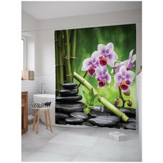 Штора для ванной JoyArty Бамбук и цветы 180х200 (sc-2604)