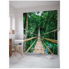 Штора для ванной JoyArty Длинный тропический мост 180х200 см зеленый