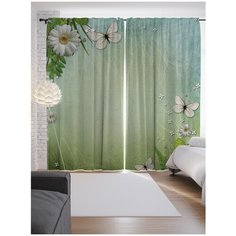 Портьеры JoyArty Бабочки и гербера на ленте 265 см (p-2285)