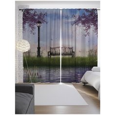 Портьеры JoyArty Посидим на лавочке под луной на ленте 265 см (p-16197)