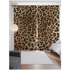 Портьеры JoyArty Леопардовое окружение на ленте 265 см (p-3750)