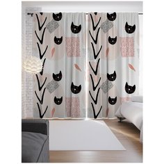 Портьеры JoyArty Стильные коты на ленте 265 см (p-31939)