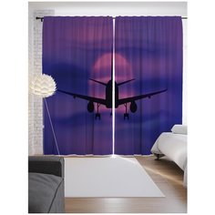 Портьеры JoyArty Самолет в полете на закат на ленте 265 см (p-52017)