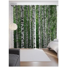 Портьеры JoyArty Березовый лес на ленте 265 см (p-29840642)