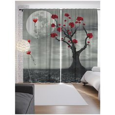 Портьеры JoyArty Сердца, летящие на луну на ленте 265 см (p-6589)