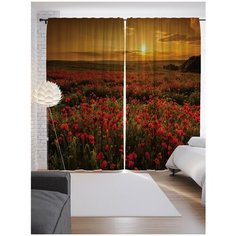 Портьеры JoyArty Прогулка между маков на ленте 265 см (p-11913)