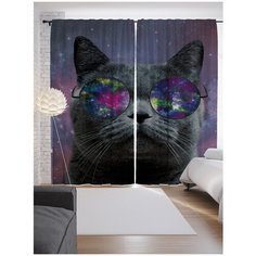 Портьеры JoyArty Кот из космоса на ленте 265 см (p-7234)