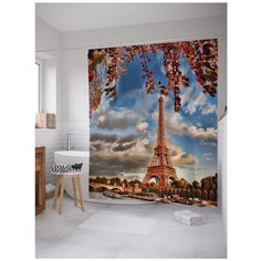 Штора для ванной JoyArty Верхушка Эйфелевой башни 180x200 (sc_11320) голубой/коричневый