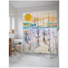 Штора для ванной JoyArty Будни фламинго 180х200 (sc-7808)