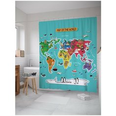 Штора для ванной JoyArty Детская карта мира 180х200 (sc-37436572V1)