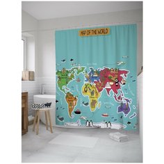 Штора для ванной JoyArty Мировая карта животных 180х200 (sc-9055)