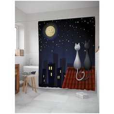Штора для ванной JoyArty Кошачья романтика на крыше 180х200 (sc-1182)