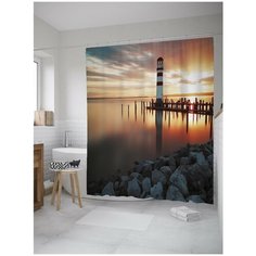 Штора для ванной JoyArty Спокойный берег и маяк 180х200 (sc-12371)