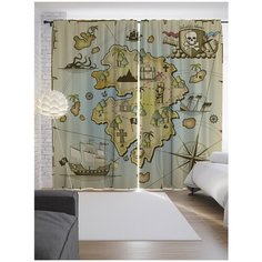 Портьеры JoyArty Пиратские сокровища на ленте 265 см (p-18566)